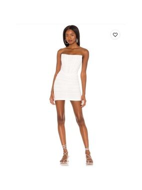 Superdown Sonya Bustier Mesh Dress in white